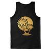 Gold Palm Tree Sunset - Tropical Vacation Paradise Men's Tank Top (Black - Gold Foil - Front & Back, X-Large) view 2