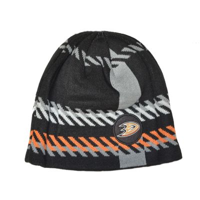47 Anaheim Ducks Old Time Hockey (OTH) Cuffless Rugby Stripe Beanie Hat - NHL Knit Skull Cap