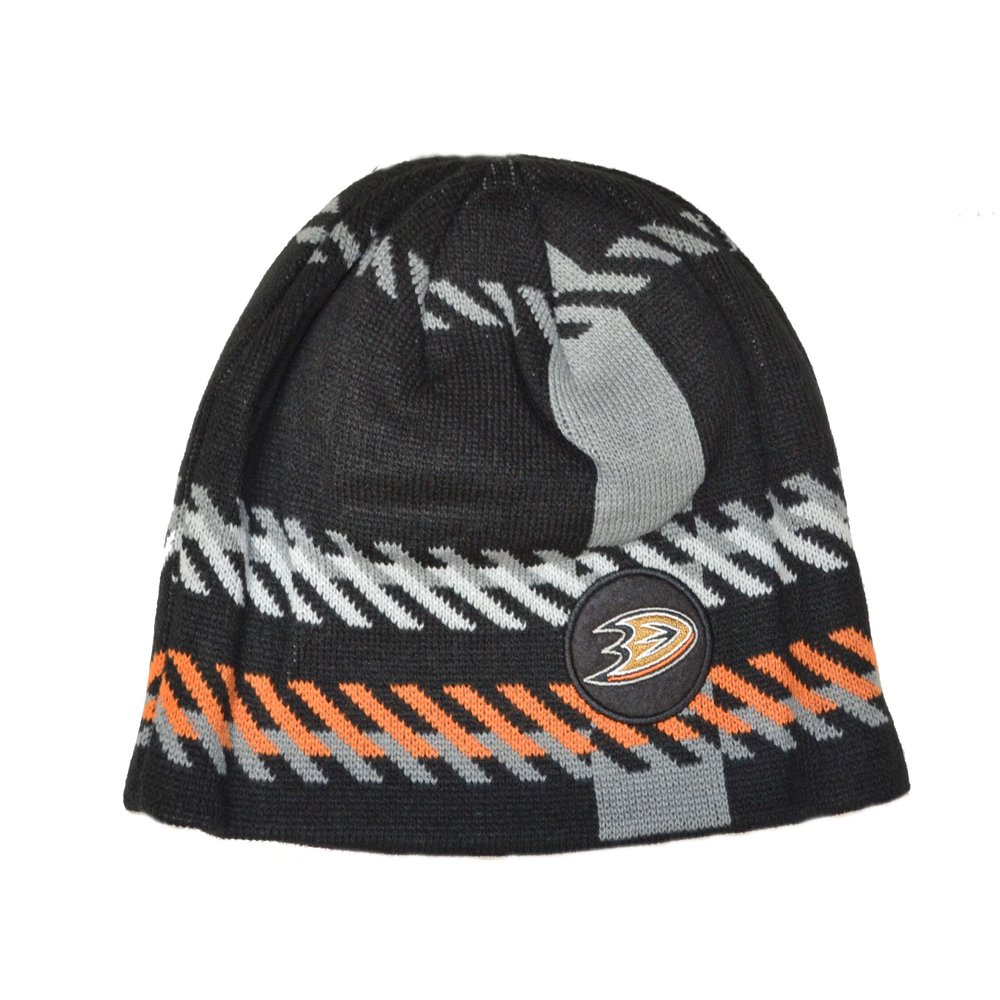 47 Anaheim Ducks Old Time Hockey (OTH) Cuffless Rugby Stripe Beanie Hat - NHL Knit Skull Cap