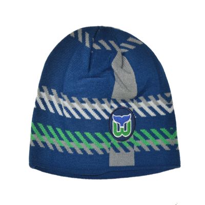47 Hartford Whalers Old Time Hockey (OTH) Cuffless Rugby Stripe Beanie Hat - NHL Knit Skull Cap