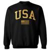 Gold USA Flag - United States 4th of July Toddler Fleece Crewneck Sweater (Black, 2T) view 1