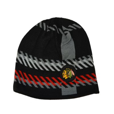 47 Chicago Blackhawks Old Time Hockey (OTH) Cuffless Rugby Stripe Beanie Hat - NHL Knit Skull Cap