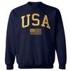 Haase Unlimited Gold USA Flag - United States 4th Of July Youth Fleece Crewneck Sweater (Navy Blue, Small (Youth)) view 1