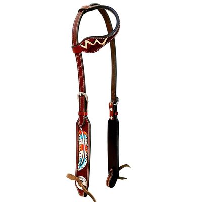 BAR H EQUINE American Leather Horse Saddle Tack One Ear Headstall | Browband