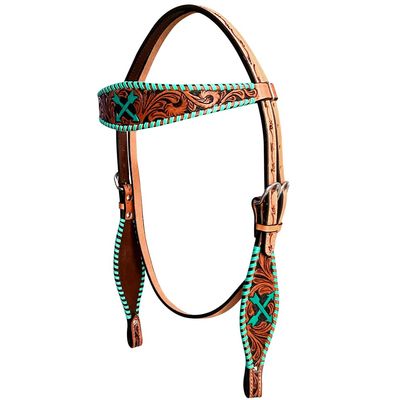 BAR H EQUINE American Leather Horse Saddle Tack Headstall | Browband Western for Horses