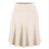 Lock and Love LL WB1105 Womens Lightweight Fold Over Flared Midi Skirt M Cream view 1