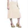 Lock and Love LL WB1105 Womens Lightweight Fold Over Flared Midi Skirt M Cream view 2