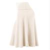 Lock and Love LL WB1105 Womens Lightweight Fold Over Flared Midi Skirt M Cream view 3