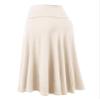 Lock and Love LL WB1105 Womens Lightweight Fold Over Flared Midi Skirt M Cream view 4