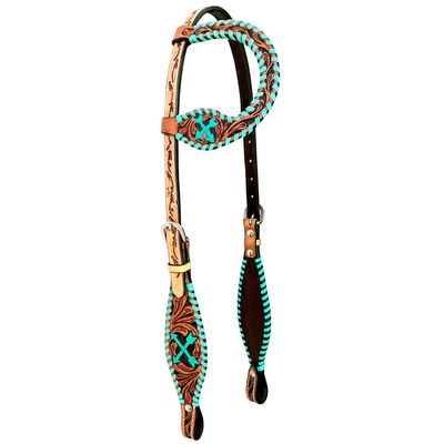 BAR H EQUINE American Leather Horse Saddle Tack One Ear Headstall | Browband