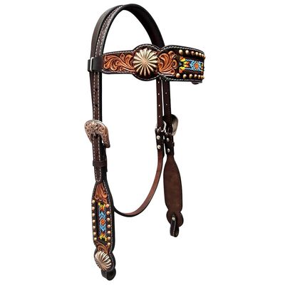 BAR H EQUINE Horse Leather Headstall | Western for Horses Stainless Steel Buckle