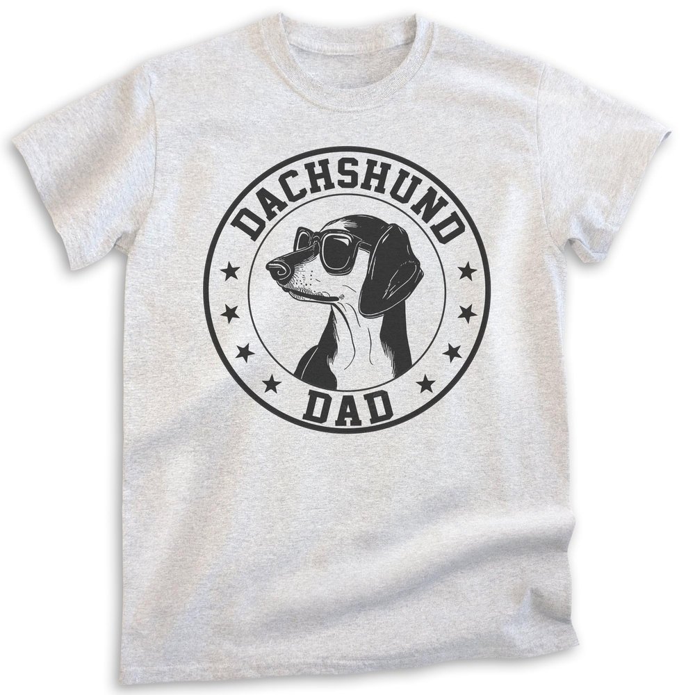 EVERTREE CLOTHING Dachshund Dad T-Shirt, Unisex Men's Shirt, Dachshund Owner, Best Dog Dad Gift, Heather Ash, Large