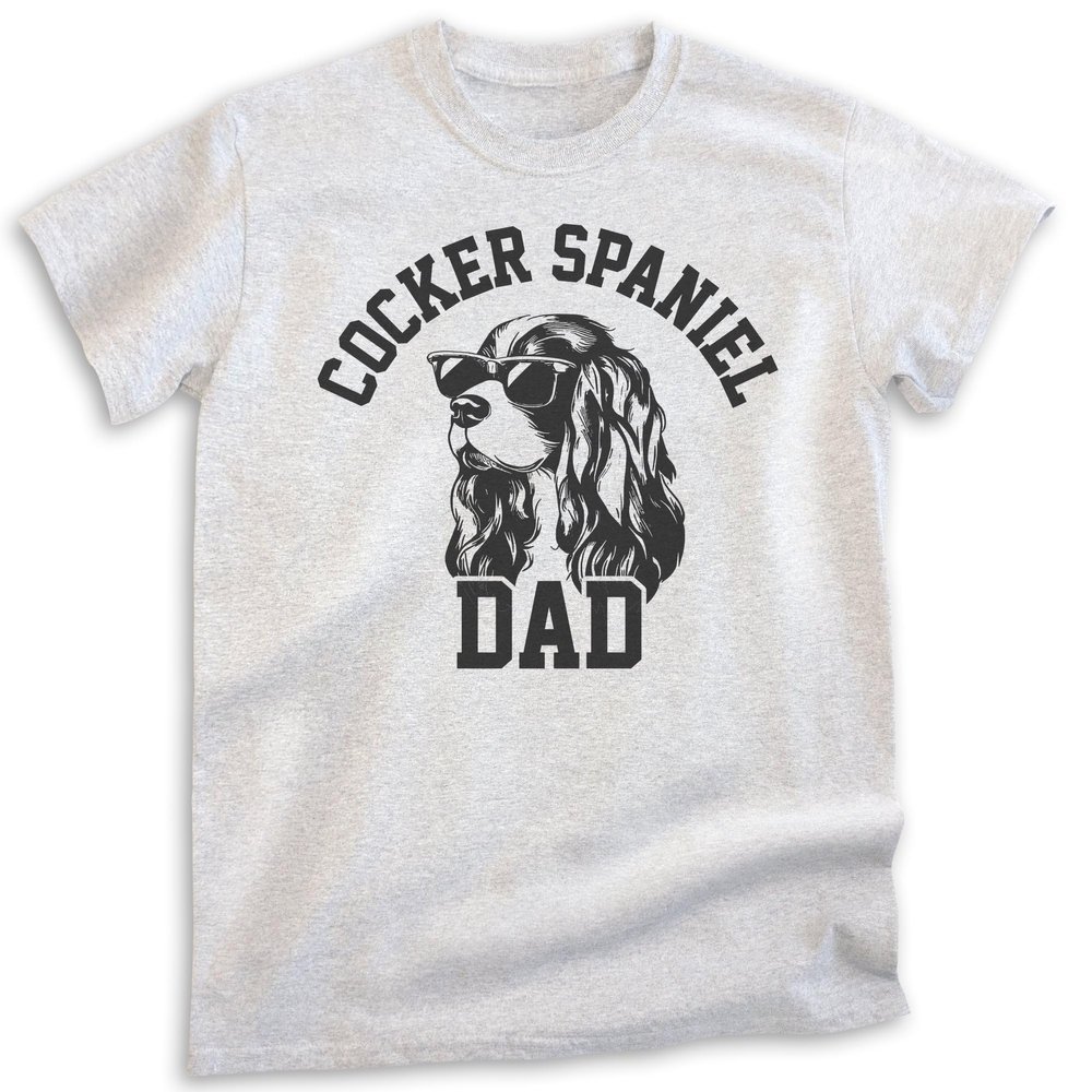 EVERTREE CLOTHING Cocker Spaniel Dad T-Shirt, Unisex Men's Shirt, Cocker Spaniel Owner, Best Dog Dad Gift, Heather Ash, Large