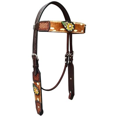 BAR H EQUINE Horse Leather Headstall | Western for Horses Stainless Steel Buckle