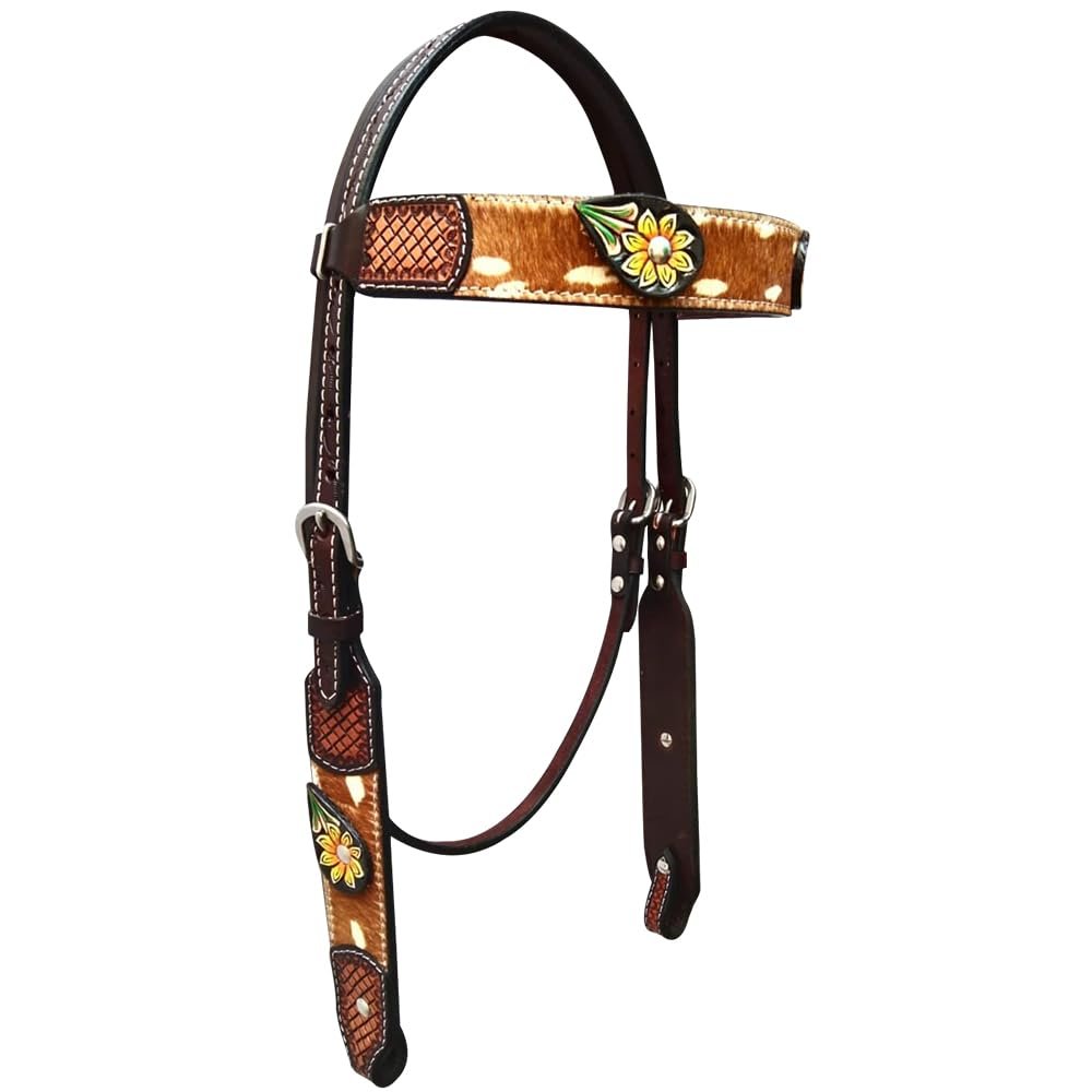 BAR H EQUINE Horse Leather Headstall | Western for Horses Stainless Steel Buckle
