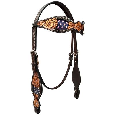BAR H EQUINE Western Leather Headstall | Horse for Horses Stainless Steel Buckle