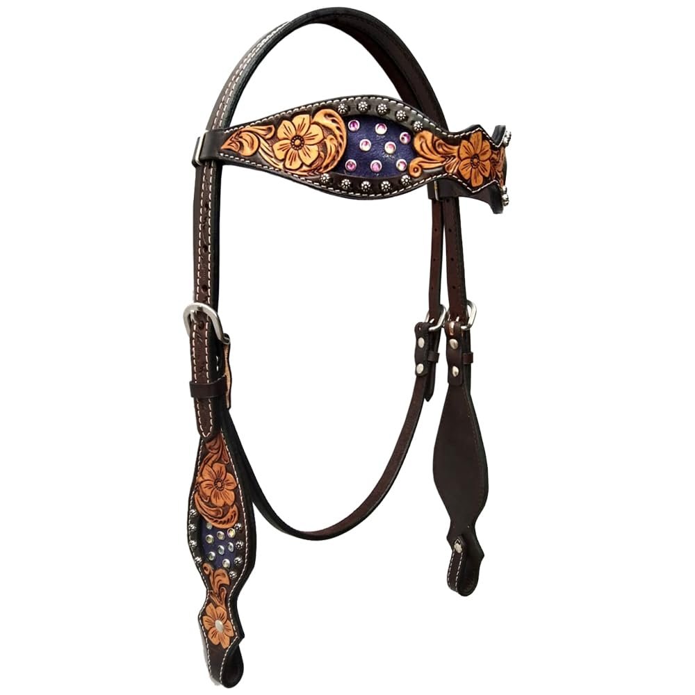 BAR H EQUINE Western Leather Headstall | Horse for Horses Stainless Steel Buckle