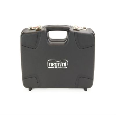 Negrini HYBRID Pistol Carrying Case - RMR Cut, Full Size, Combination Locking, Stackable - Handgun Travel Case - Black/Bordeaux