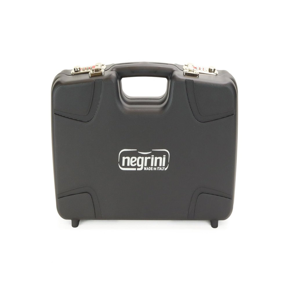 Negrini HYBRID Pistol Carrying Case - RMR Cut, Full Size, Combination Locking, Stackable - Handgun Travel Case - Black/Bordeaux