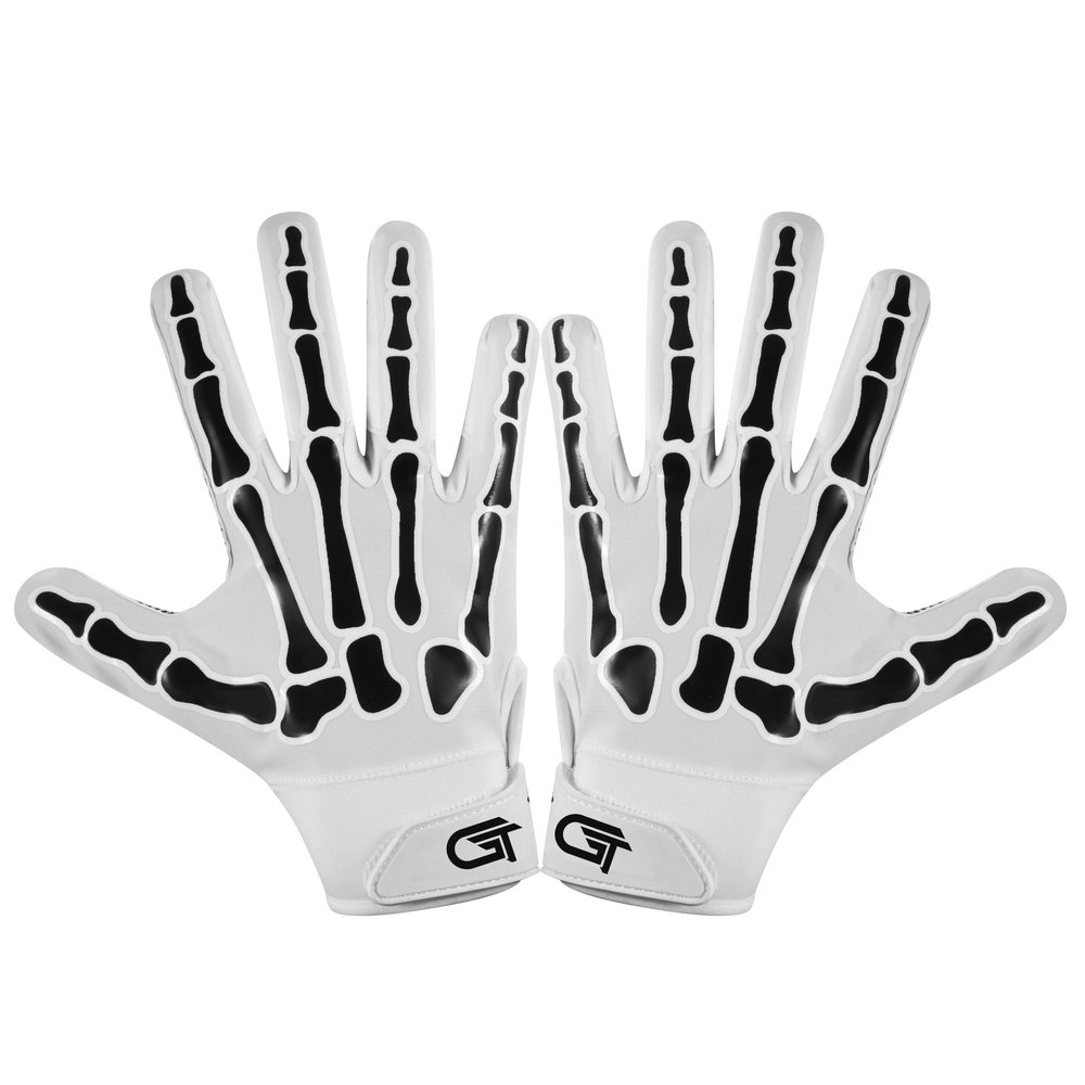 Glorious Traders Football Gloves for Adult and Youth - Ultimate Performance Booster With Super Sticky Grip (White, Adult Small)