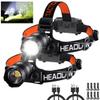 Headlamp Rechargeable 2Pack, Head lamps led rechargeable, Adjustable Focus Headlight Outdoor, 4Mode Head Lights for Forehead, 90Angle LED Headlamp, Waterproof Headlamps for Adults Camping Hard Hat view 1