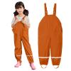 Toddlers Boys Girls Rain Pants aterproof Rain Pant Dungarees Dirty Proof Suspender Trousers (B-Orange, 3-4 Years) view 2