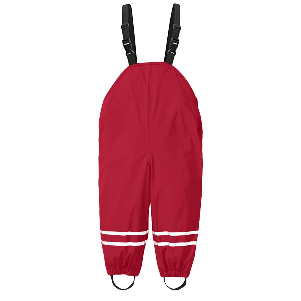 Toddlers Boys Girls Rain Pants aterproof Suspender Rain Mud Pant Dirty Proof Suspender Trousers (Red-a, 1-3 Years)