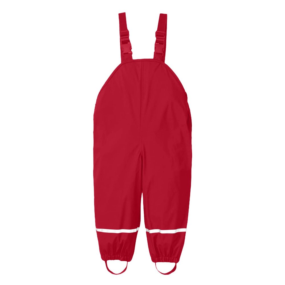 Toddlers Boys Girls Rain Pants aterproof Rain Snow Pant Dungarees Dirty Proof Suspender Trousers (Red-B, 5-6 Years)