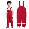 Toddlers Boys Girls Rain Pants aterproof Rain Snow Pant Dungarees Dirty Proof Suspender Trousers (Red-B, 5-6 Years) view 2