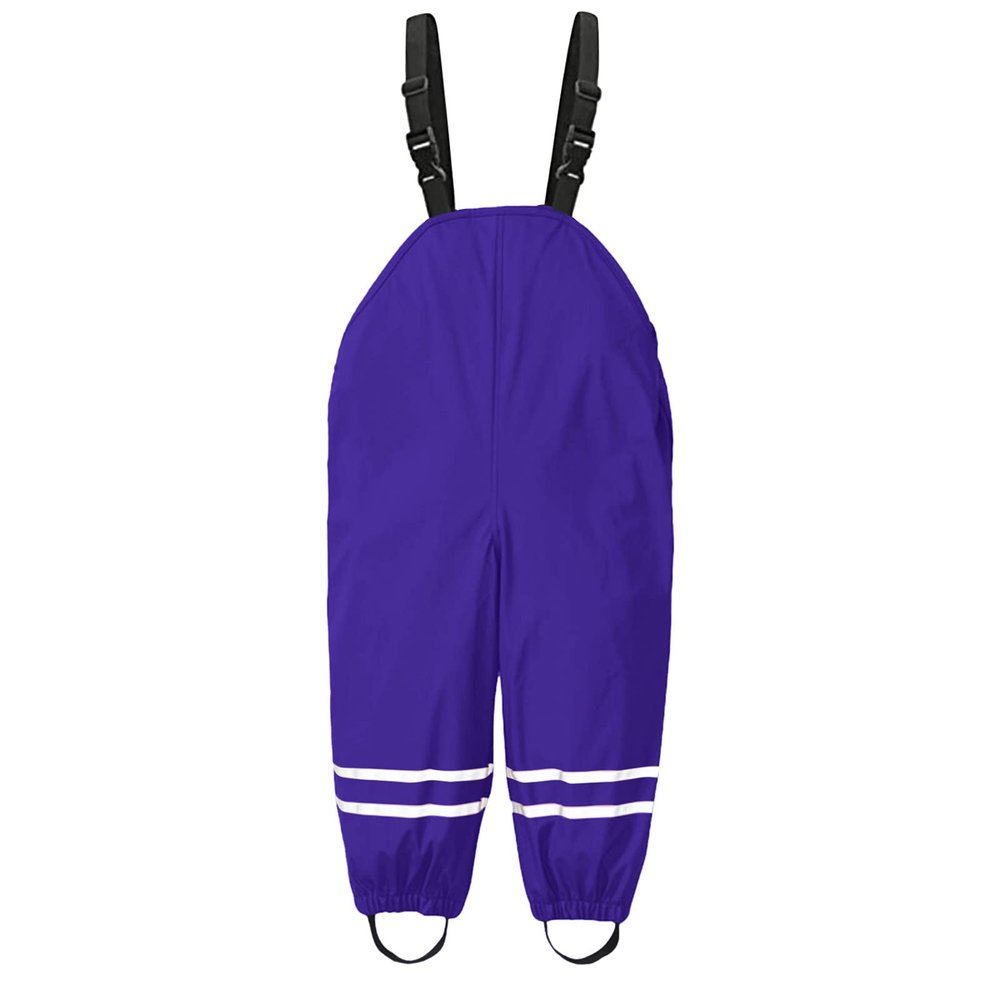Baby Toddlers Rain Bib aterproof Suspender Rain Pant Outdoor Rain Bib for Boys and Girls (B-Purple, 6-8 Years)