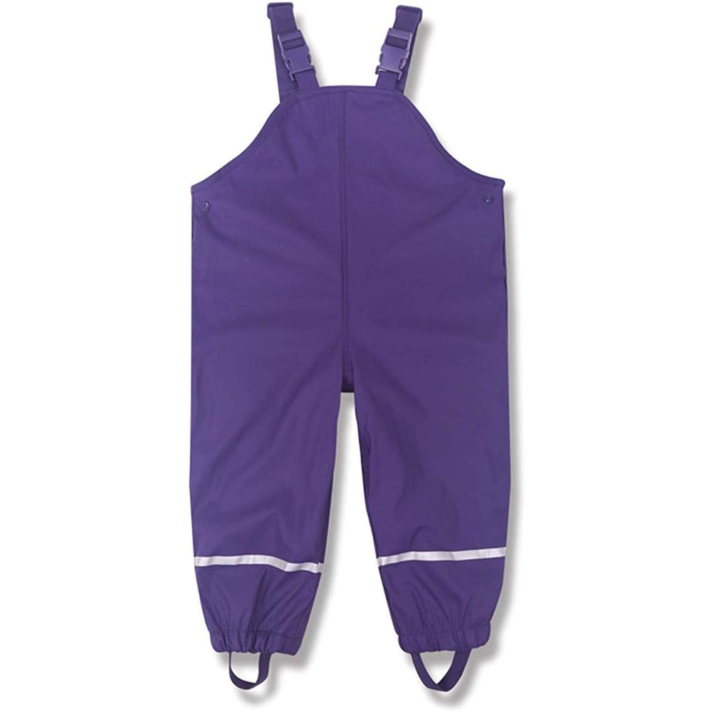 Toddler/Little/Big Boys' Girls' aterproof Water-Proof Rain Pant Dungarees Dirty Proof Suspender (Purple-b, 3-4 Years)