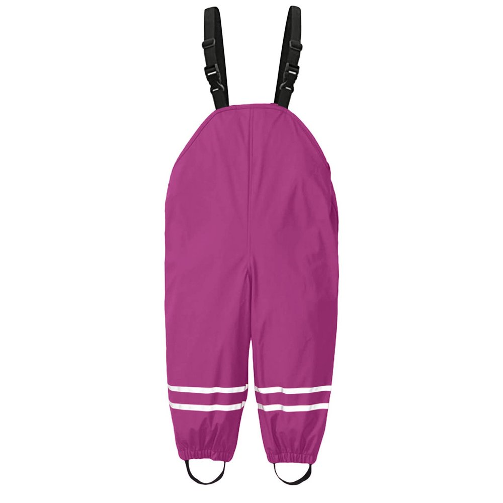 Toddler/Little/Big Boys' Girls' aterproof Suspender Rain Snow Pant Mud Dirty Proof Rain (Hot Pink-1, 5-6 Years)
