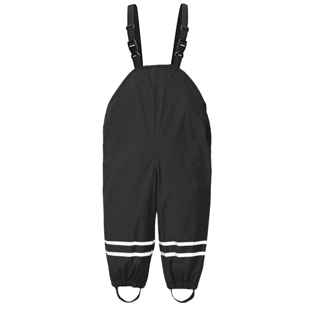 Baby Toddlers Rain Bib aterproof Rain Pant Warm Dungarees Mud Dirty Proof Rain Suspender Trousers (Black-B, 5-6 Years)