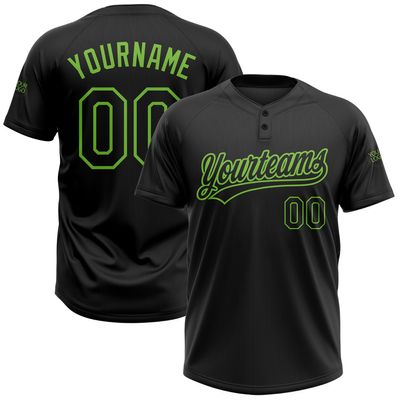 Design Your Softball Shirts with Green Stitched Name Number, Casual Black Pullover Baseball Style Beach Shirts Sports Team Uniforms Personalized Athletic Tees for Fishing, Sailing, Hiking, Vacation