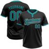 Customizable Black Softball T-Shirt with Teal Stitched Text, Personalized Sports Baseball Jersey Shirts for Men Women Girls Boys, Design Your Fashion Team Uniforms for Family Team Business Party view 1