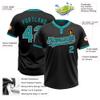 Customizable Black Softball T-Shirt with Teal Stitched Text, Personalized Sports Baseball Jersey Shirts for Men Women Girls Boys, Design Your Fashion Team Uniforms for Family Team Business Party view 3