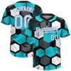 Create Novelty Geometric Pattern Baseball Shirts, Personalized Teal Gray and White Designed Softball Team Uniforms, Custom Mens Womens Boys Girls Sports Jerseys for Tennis Golf Bowling Fishing Party view 1