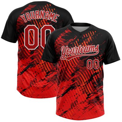 Customizable Fire Flames Baseball Jersey 3D-Pattern Red and Black Sports Shirt Personalized Softball Team Uniforms Stitched Name Number Design Casual Sports T-shirts for Men Women Youth Mom, XS-5XL