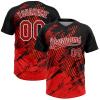 Customizable Fire Flames Baseball Jersey 3D-Pattern Red and Black Sports Shirt Personalized Softball Team Uniforms Stitched Name Number Design Casual Sports T-shirts for Men Women Youth Mom, XS-5XL view 1