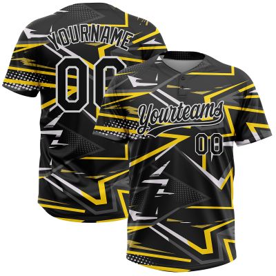 Personalized Cyberpunk Softball Jerseys, Novelty Geometric Designed Hip Hop Shirts Gray White Yellow Striped Tees for Men Women Boys Girls Personalized Stitched Graffiti Baseball Jersey Team Uniform