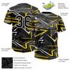 Personalized Cyberpunk Softball Jerseys, Novelty Geometric Designed Hip Hop Shirts Gray White Yellow Striped Tees for Men Women Boys Girls Personalized Stitched Graffiti Baseball Jersey Team Uniform view 3