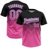 Custom Gradient Black to Pink Softball Jerseys for Men Women Girls Boys, Personalized Argyle Pattern Fade Fashion Baseball Shirts, Design Sports Fan Team Uniforms for Tennis Golf Bowling Cornhole view 1