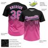 Custom Gradient Black to Pink Softball Jerseys for Men Women Girls Boys, Personalized Argyle Pattern Fade Fashion Baseball Shirts, Design Sports Fan Team Uniforms for Tennis Golf Bowling Cornhole view 3