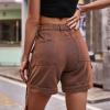 XUNRYAN Cargo Shorts Women Flap Pockets High Waist Denim Jeans Shorts Summer Casual Trendy Short Pants Fashion Clothes Brown view 4