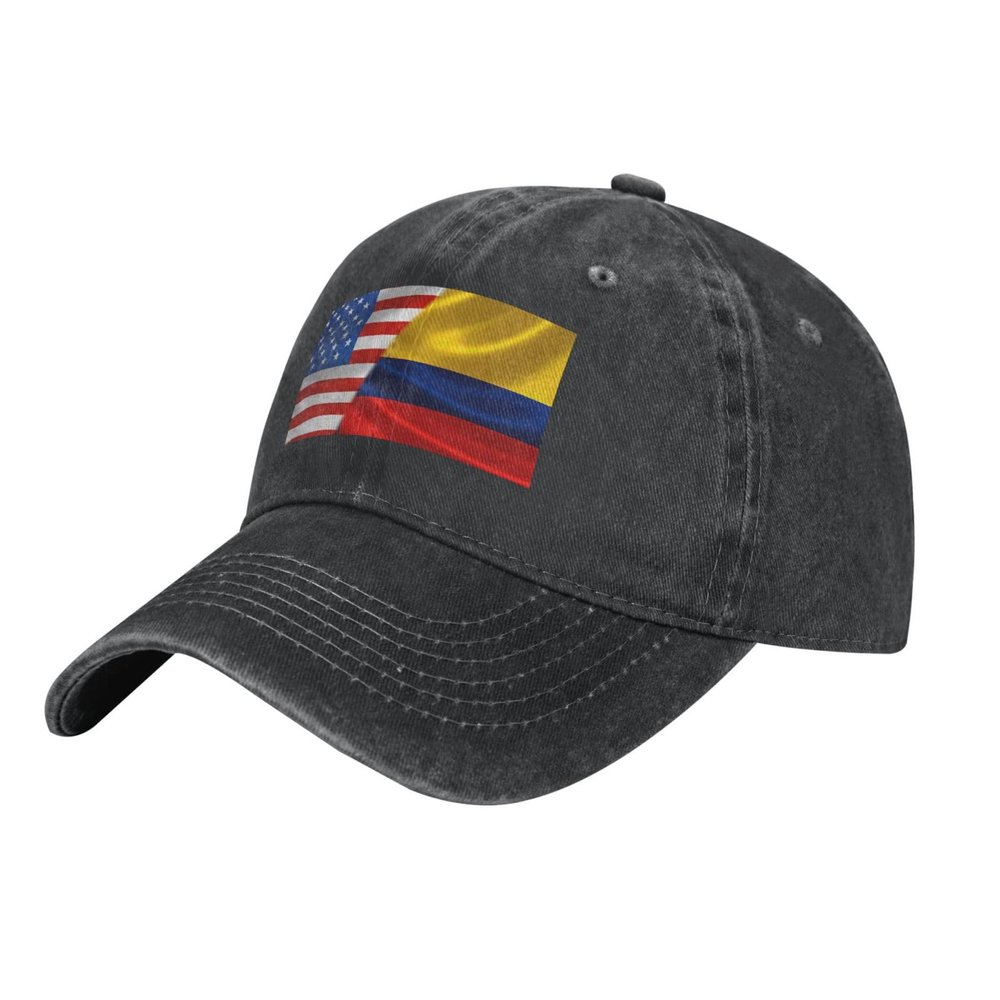 America Flag and Colombia Flag Baseball Cap, Funny Adjustable Washed Cotton Trucker Hats, Dad Hat for Men Father Daddy Papa
