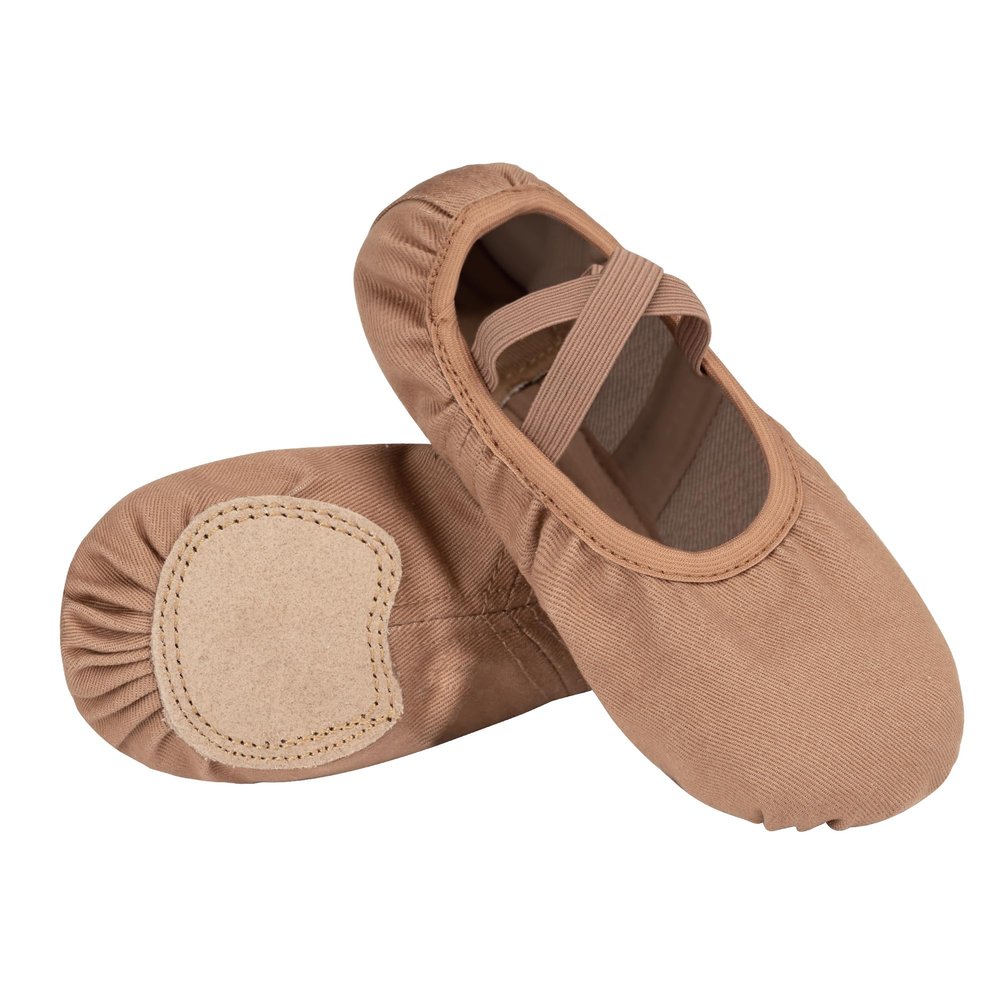 Stelle Ballet Shoes Toddler Slippers Highly Elastic Canvas Girls Ballerina Dance Shoes for Toddler/Little Kid/Big Kid/Women(Tan,9MT)