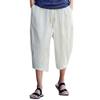 GOKKILRW Mens 3/4 Linen Capris Pants Below Knee 3/4 Length Capris Shorts Elastic Waist Casual Loose Baggy Harem Workout Travel Fishing Running Pants Summer Beach Yoga Lounge Pajamas Cropped Trouser view 1