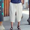 GOKKILRW Mens 3/4 Linen Capris Pants Below Knee 3/4 Length Capris Shorts Elastic Waist Casual Loose Baggy Harem Workout Travel Fishing Running Pants Summer Beach Yoga Lounge Pajamas Cropped Trouser view 2