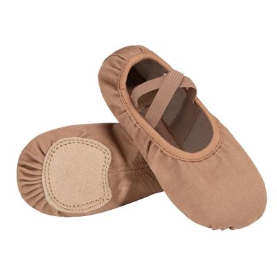 Stelle Ballet Shoes Toddler Slippers Highly Elastic Canvas Girls Ballerina Dance Shoes for Toddler/Little Kid/Big Kid/Women(Tan,5MB)