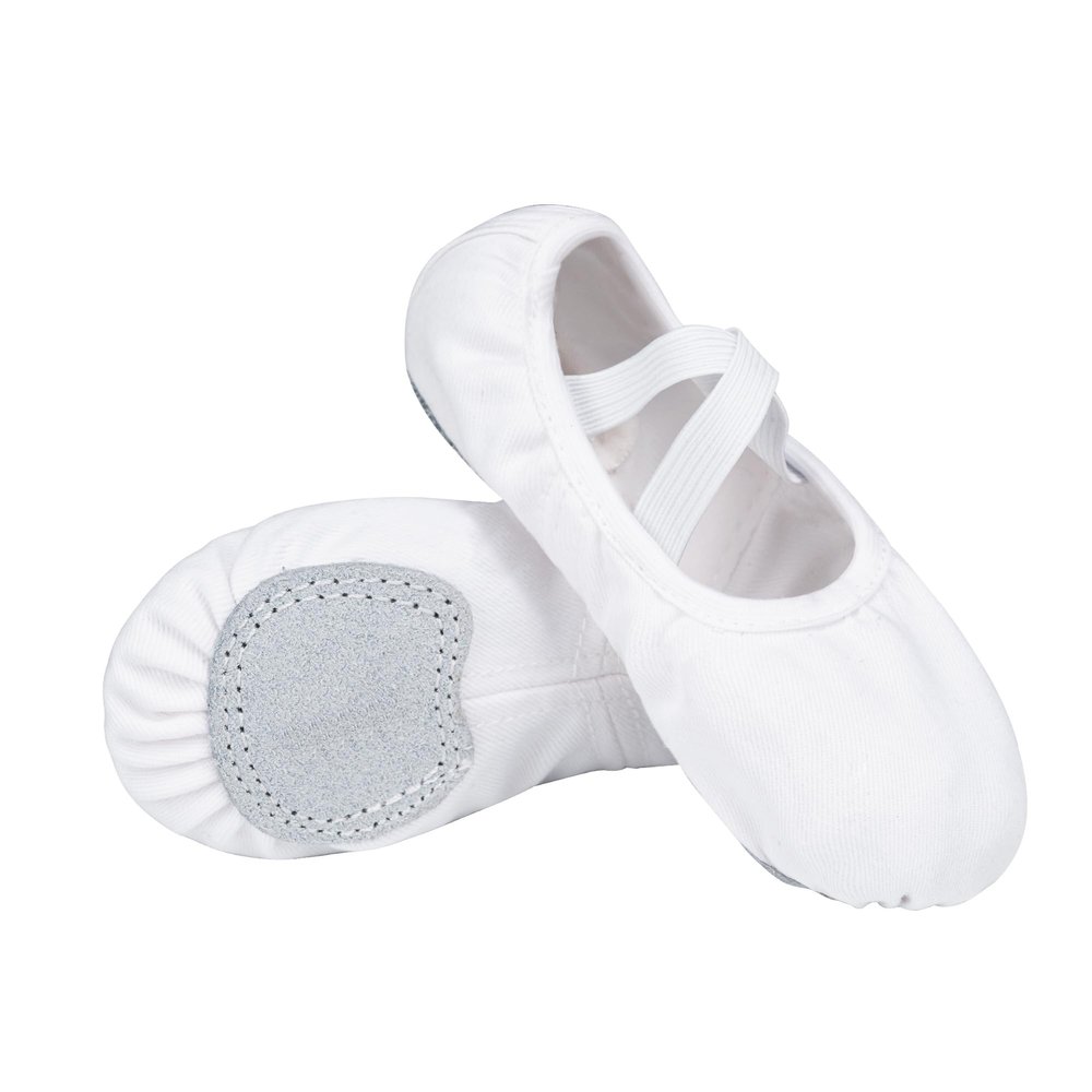 Stelle Ballet Shoes Toddler Slippers Highly Elastic Canvas Girls Ballerina Dance Shoes for Toddler/Little Kid/Big Kid/Women(White,2ML)